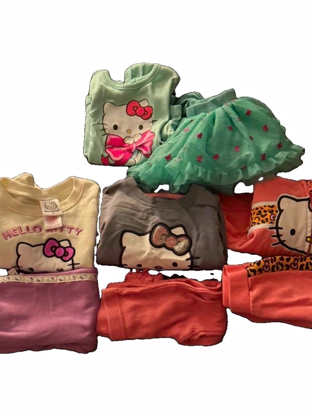 Hello Kitty Girls Multi-Color Matching Clothing Set - Mint, Coral, Gray, Pink